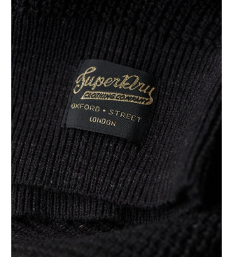 Superdry Jersey de punto con cuello redondo y textura negro