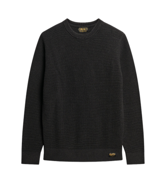 Superdry Pull en maille  col rond et texture noire