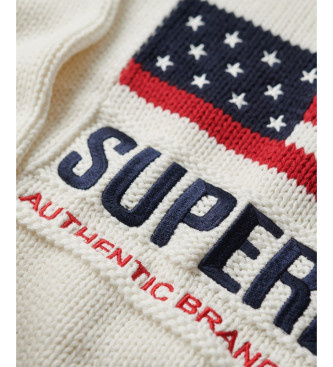 Superdry Pulver americano de malha com gola virada para baixo branco