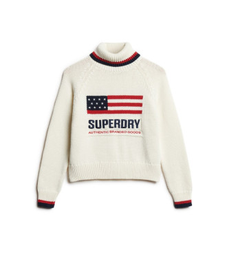 Superdry American Knitted Pullover With Turn-down Collar white