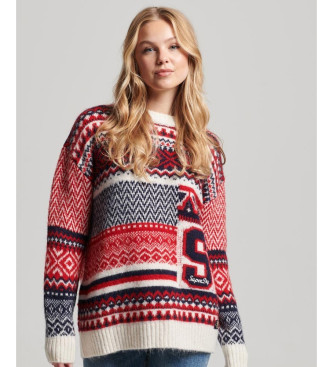 Superdry Strikket pullover med rdt blandet print