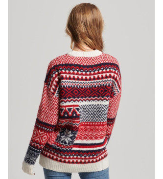 Superdry Knitted pullover with red mixed print