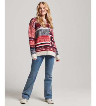 Superdry Strickpullover mit rotem Mischdruck