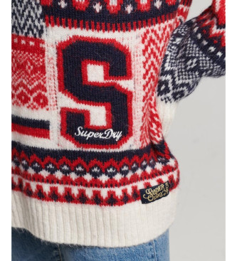 Superdry Pull en maille  imprim mixte rouge