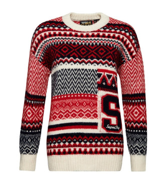 Superdry Knitted pullover with red mixed print