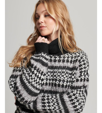 Superdry Kurzer Strickpulli mit Umlegekragen schwarz