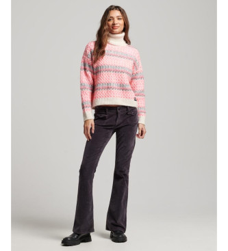 Superdry Pull court en tricot avec col roul rose