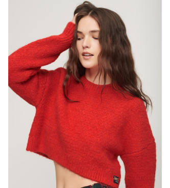 Superdry Pull court en tricot avec texture vintage rouge