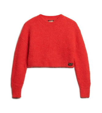 Superdry Pull court en tricot avec texture vintage rouge