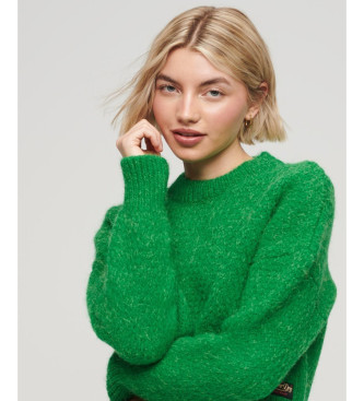 Superdry Short knitted jumper with green vintage texture