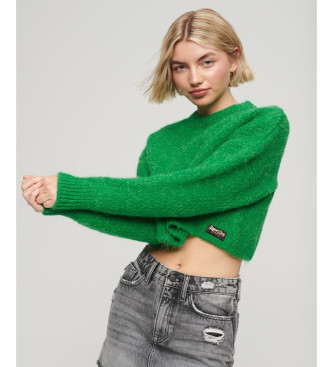 Superdry Pull court en tricot avec texture vintage verte