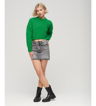 Superdry Pull court en tricot avec texture vintage verte