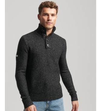 Superdry Grob gestrickter Pullover mit Button-Down-Kragen