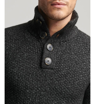 Superdry Grob gestrickter Pullover mit Button-Down-Kragen