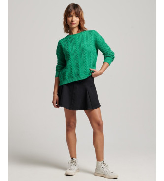 Superdry Knitted braided jumper with round neck and drop shoulders green