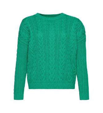 Superdry Knitted braided jumper with round neck and drop shoulders green