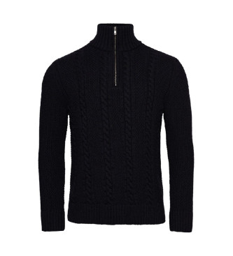 Superdry Half-zip braided knitted pullover Vintage Jacob navy