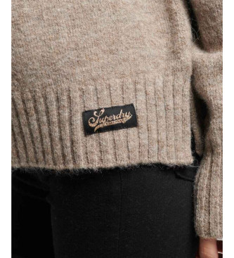 Superdry Maglione beige essenziale lavorato a coste