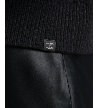 Superdry Pull en maille  col rond, noir