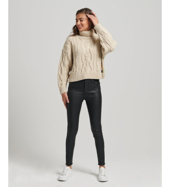 Superdry Braided knitted jumper with beige polo collar