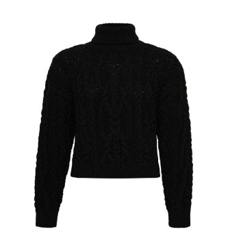 Superdry Pull en tricot tress avec col polo noir