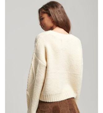 Superdry Milk white chunky knitted jumper