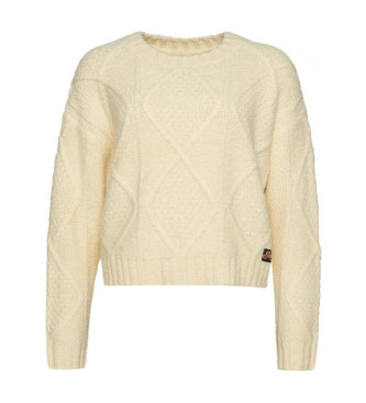 Superdry Jersey en punto trenzado grueso blanco leche