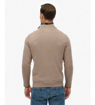 Superdry Maglia essenziale con mezza zip marrone