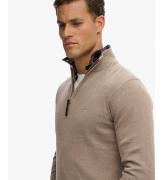 Superdry Maglia essenziale con mezza zip marrone