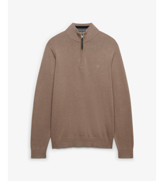 Superdry Maglia essenziale con mezza zip marrone