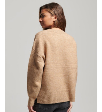 Superdry Maglione oversize beige con scollo a V