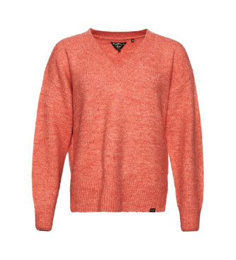 Superdry Oversizowy sweter z dekoltem V, koralowy