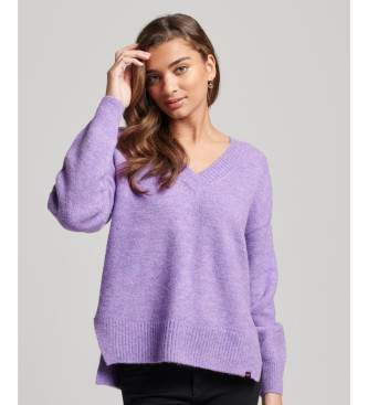 Superdry Pull oversize lilas  col en V