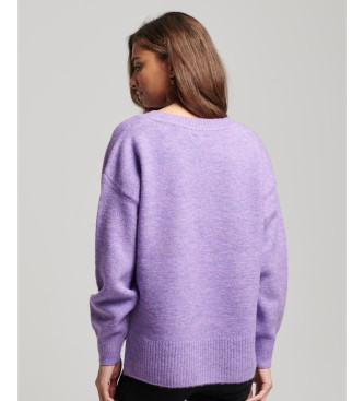 Superdry Pull oversize lilas  col en V