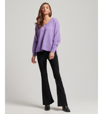 Superdry Pull oversize lilas  col en V