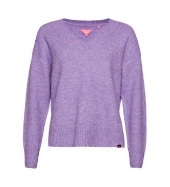 Superdry Pull oversize lilas  col en V