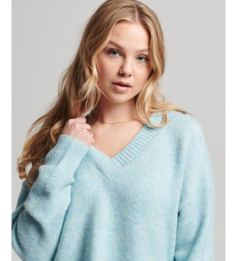 Superdry Turquoise oversized trui met V-hals