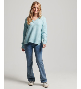 Superdry Turquoise oversized trui met V-hals