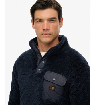Superdry Pullover High Pile Fleece Half Zip navy