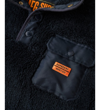 Superdry Pullover High Pile Fleece Half Zip navy