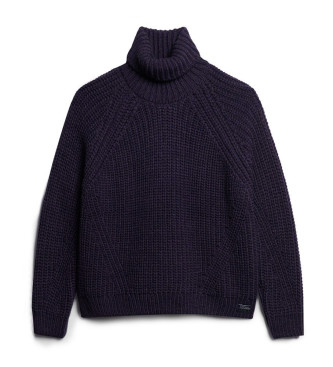 Superdry Locker gestrickter Pullover mit Navy-Rollkragen