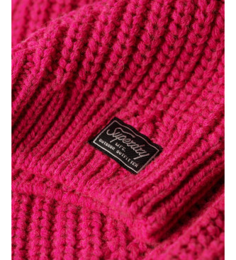 Superdry Pulver de malha solto com gola virada para baixo cor-de-rosa