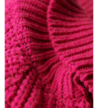 Superdry Locker gestrickter Pullover mit Umlegekragen rosa