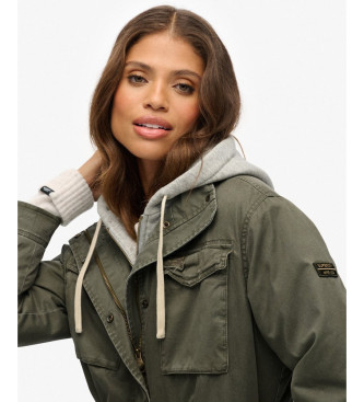 Superdry Moletom Borg verde militar com capuz