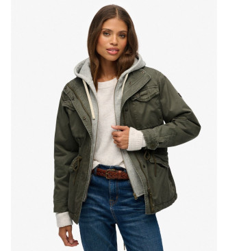 Superdry Moletom Borg verde militar com capuz