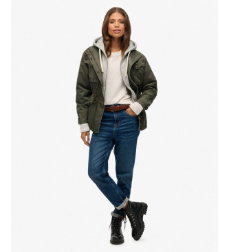 Superdry Moletom Borg verde militar com capuz