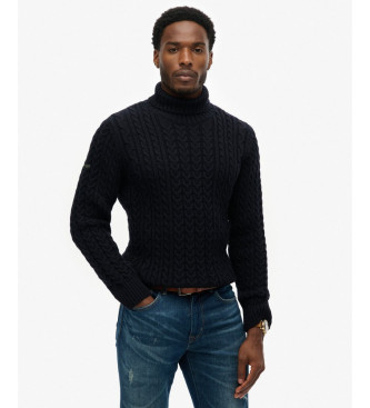 Superdry Camisola Jacob Cable Roll preta