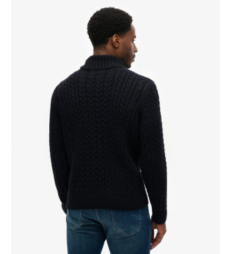 Superdry Camisola Jacob Cable Roll preta