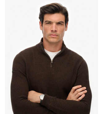 Superdry Jersey Texture Half Zip castanho