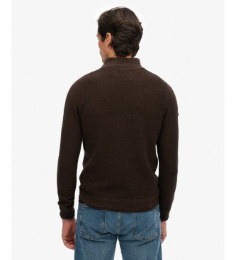 Superdry Jersey Texture Half Zip castanho